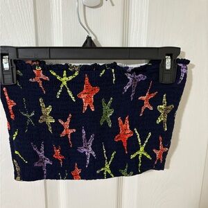 India Boutique Red and Yellow Sequin Mini Skirt set